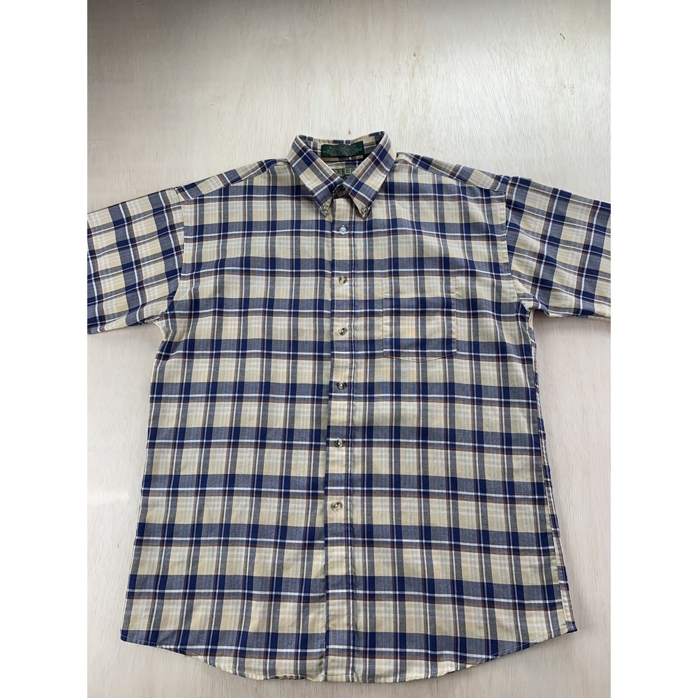 Mens LOAFERS Reed StJames Button Shirt‎ Cotton SIZE L Short Sleeve wrinkle free